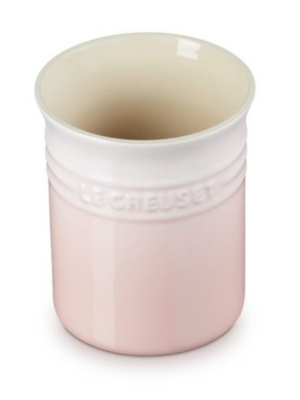 Le Creuset Stoneware 1 Liter Utensil Crock Holder Shell Pink NEW - Picture 2 of 3